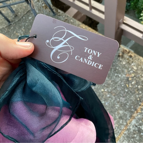 Tony& Candice NWT 100 % silk colorful gradient sheer large scarf shawl 44” x 66” - Picture 12 of 15